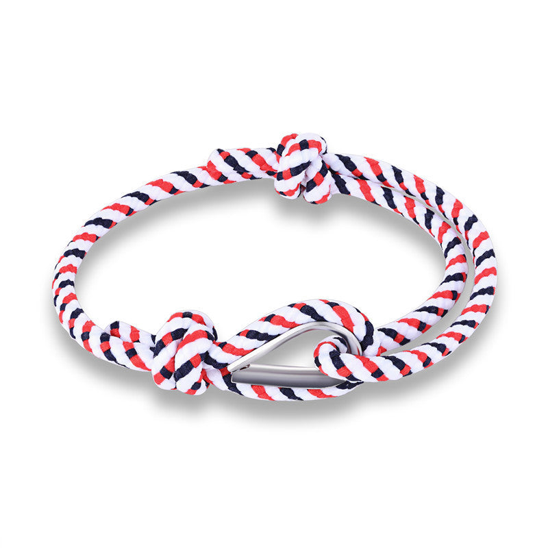 Retro Unisex Braided Anchor Bracelet – Nautical Fish Hook Style