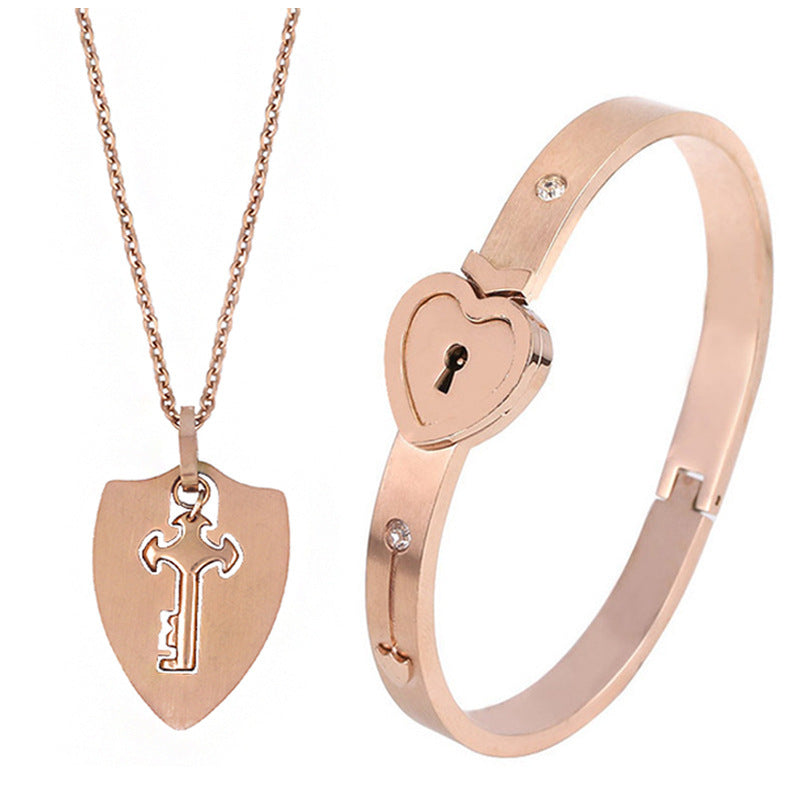 Key to My Heart Titanium Jewelry Set