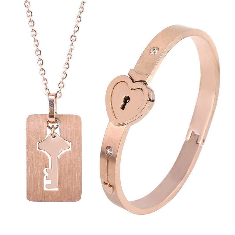 Key to My Heart Titanium Jewelry Set