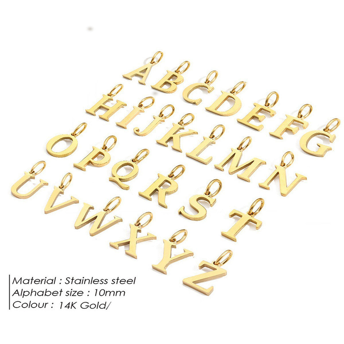 Alphabet Charm Stainless Steel Necklace