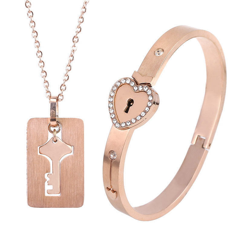 Key to My Heart Titanium Jewelry Set