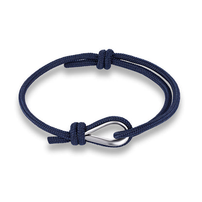 Retro Unisex Braided Anchor Bracelet – Nautical Fish Hook Style