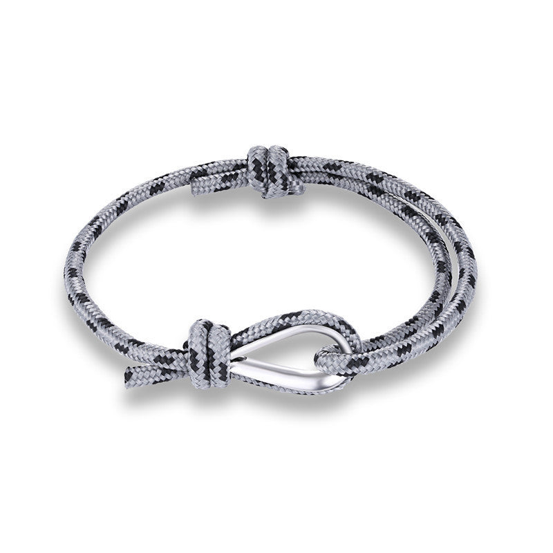 Retro Unisex Braided Anchor Bracelet – Nautical Fish Hook Style