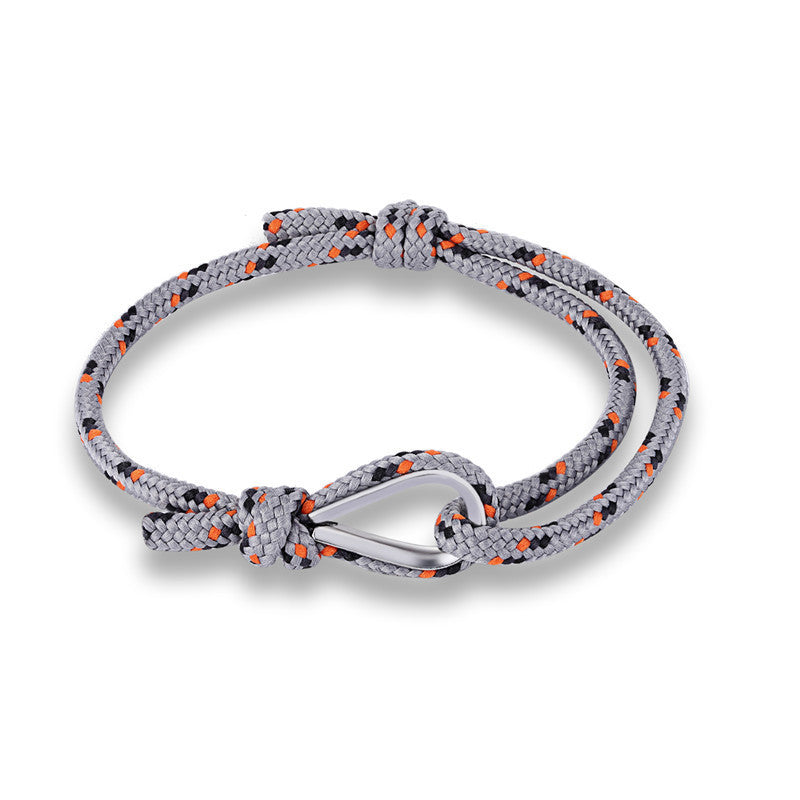 Retro Unisex Braided Anchor Bracelet – Nautical Fish Hook Style