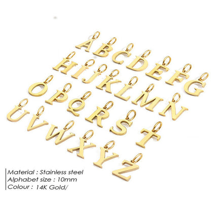 Alphabet Charm Stainless Steel Necklace