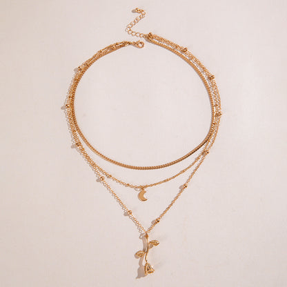 Golden Rose Tri-Layer Necklace
