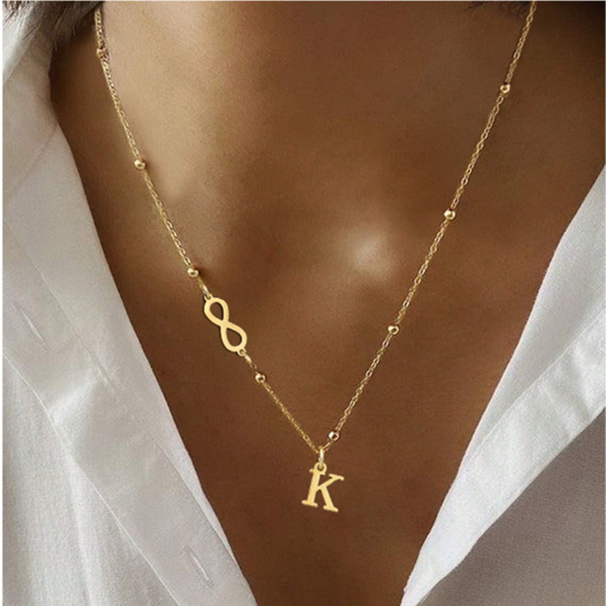 Alphabet Charm Stainless Steel Necklace
