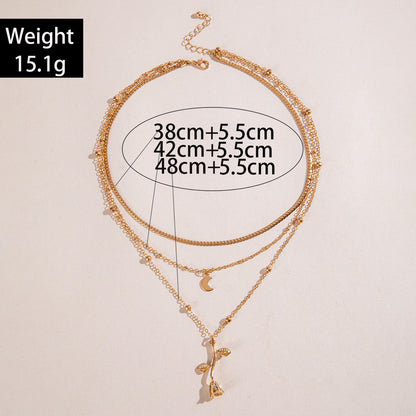 Golden Rose Tri-Layer Necklace